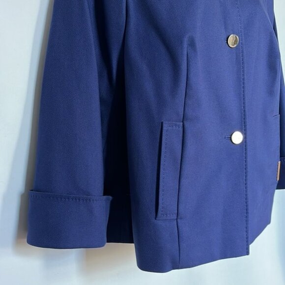 Escada Indigo Blue Coat Jacket with Golden Buttons Front Pockets Size L - Picture 7 of 15